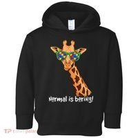 Hipster Giraffe Glasses Normal is Boring Autism Awareness Toddler Hoodie thumb 0