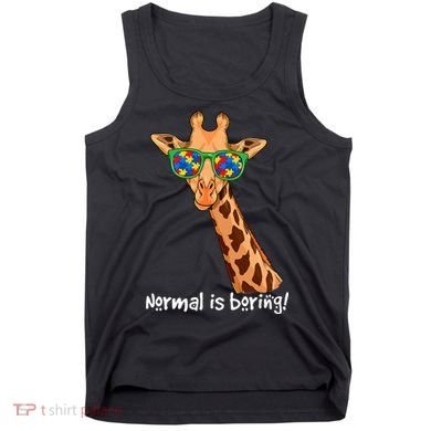 Hipster Giraffe Glasses Normal is Boring Autism Awareness Tank Top