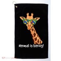 Hipster Giraffe Glasses Normal is Boring Autism Awareness Golf Towel thumb 0