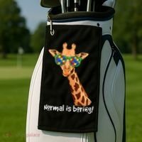 Hipster Giraffe Glasses Normal is Boring Autism Awareness Golf Towel thumb 2