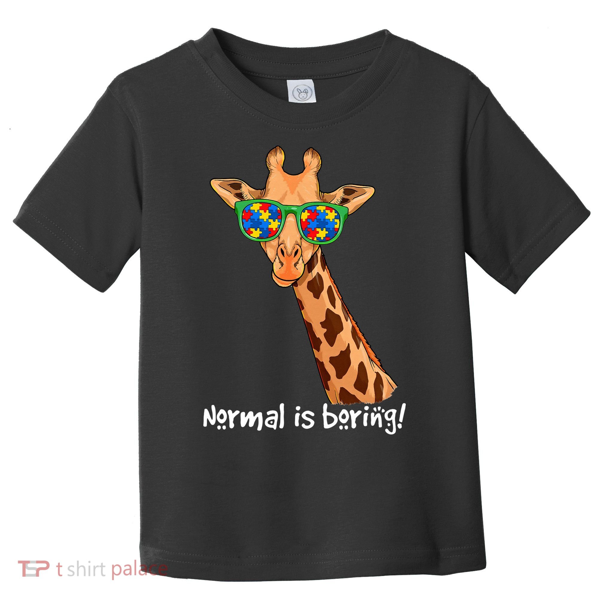 Hipster Giraffe Glasses Normal is Boring Autism Awareness Toddler T-Shirt