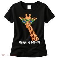 Hipster Giraffe Glasses Normal is Boring Autism Awareness Women's T-Shirt thumb 0