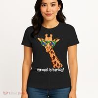 Hipster Giraffe Glasses Normal is Boring Autism Awareness Women's T-Shirt thumb 4