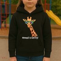 Hipster Giraffe Glasses Normal is Boring Autism Awareness Kids Hoodie thumb 3