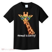 Hipster Giraffe Glasses Normal is Boring Autism Awareness Kids T-Shirt thumb 0