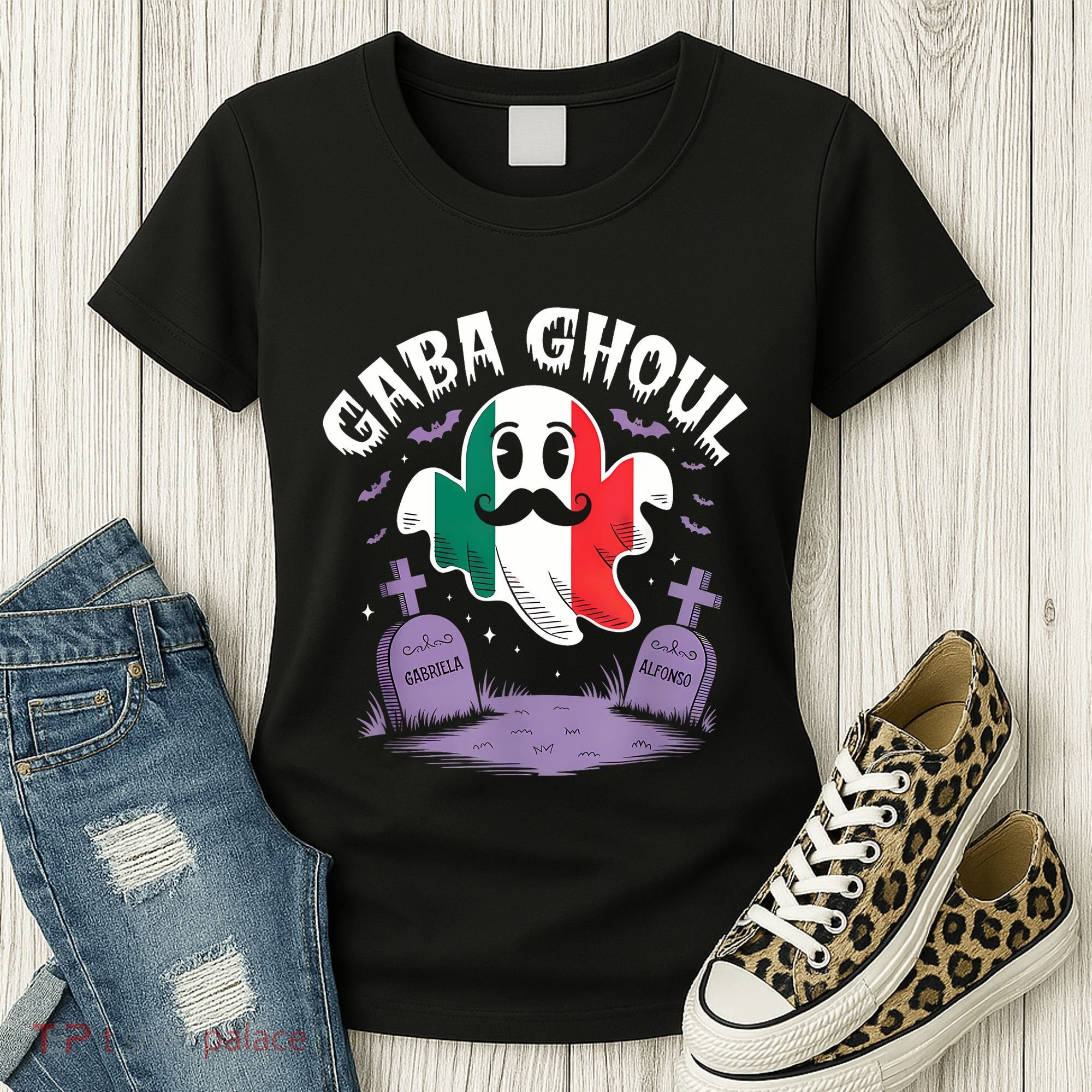 Halloween Graveyard Gaba Ghoul Ghost Funny Italian Gabagool Women's T-Shirt
