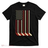 Hockey Goalie Gift Usa Flag Hockey Stick Ice Hockey Gift T-Shirt thumb 0