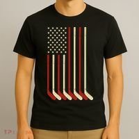 Hockey Goalie Gift Usa Flag Hockey Stick Ice Hockey Gift T-Shirt thumb 3