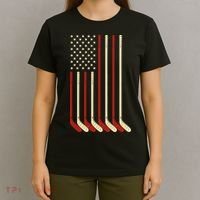Hockey Goalie Gift Usa Flag Hockey Stick Ice Hockey Gift T-Shirt thumb 4