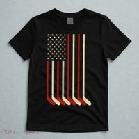Hockey Goalie Gift Usa Flag Hockey Stick Ice Hockey Gift T-Shirt thumb 5