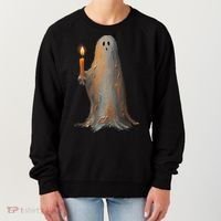 Halloween Ghost Holding Candle Spooky Women's Sweatshirt thumb 0