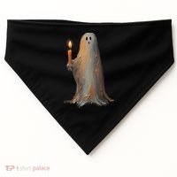 Halloween Ghost Holding Candle Spooky USA-Made Doggie Bandana thumb 0