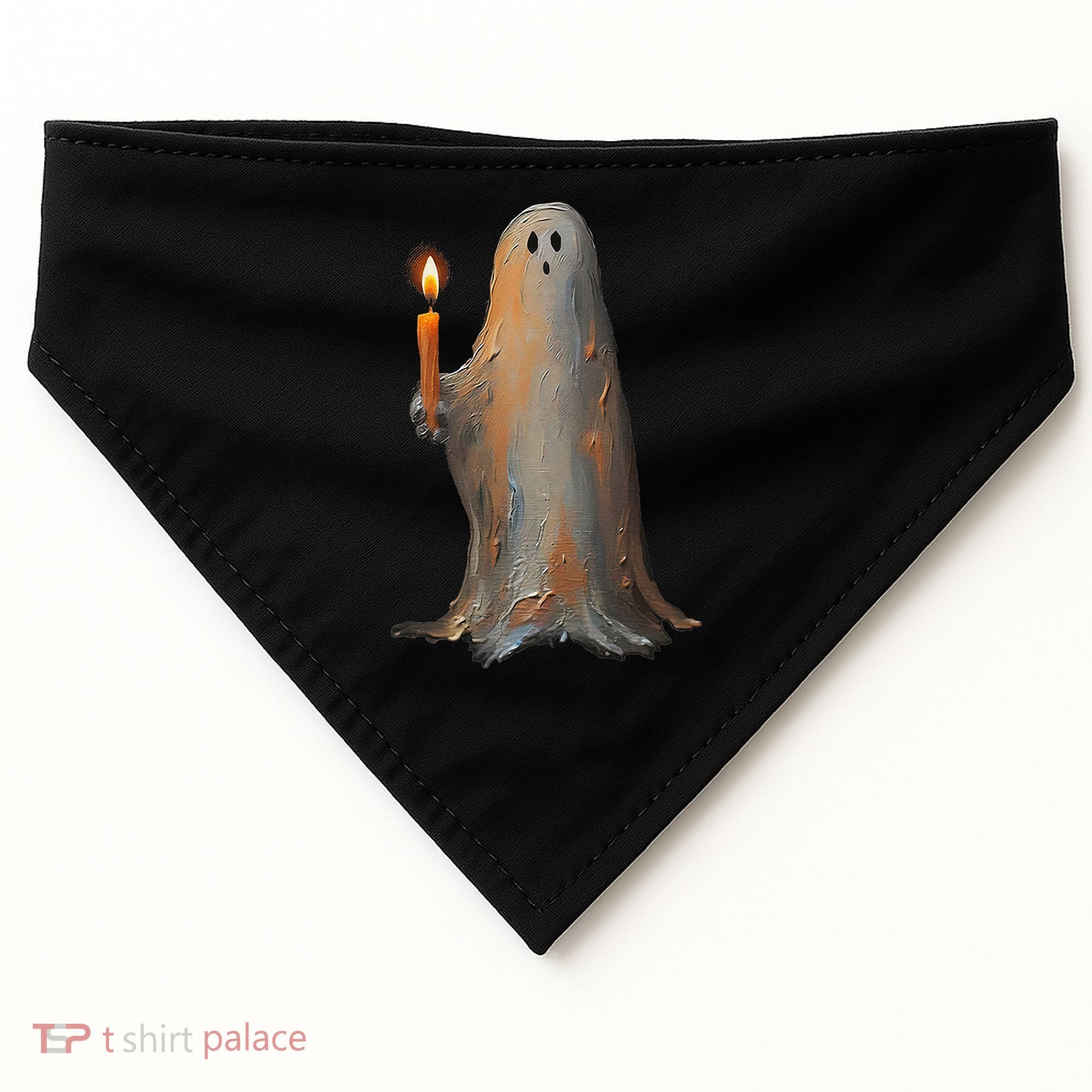 Halloween Ghost Holding Candle Spooky USA-Made Doggie Bandana