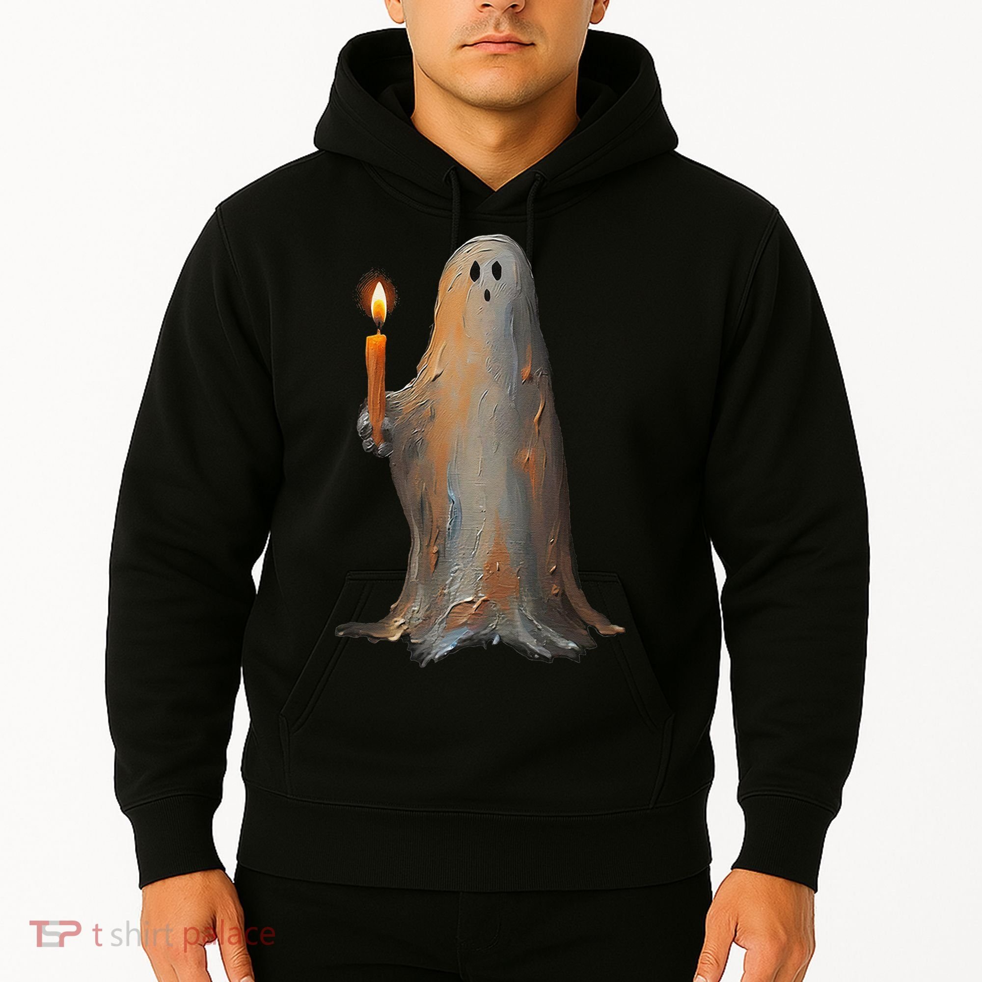 Halloween Ghost Holding Candle Spooky Hoodie