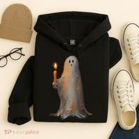 Halloween Ghost Holding Candle Spooky Hoodie thumb 4