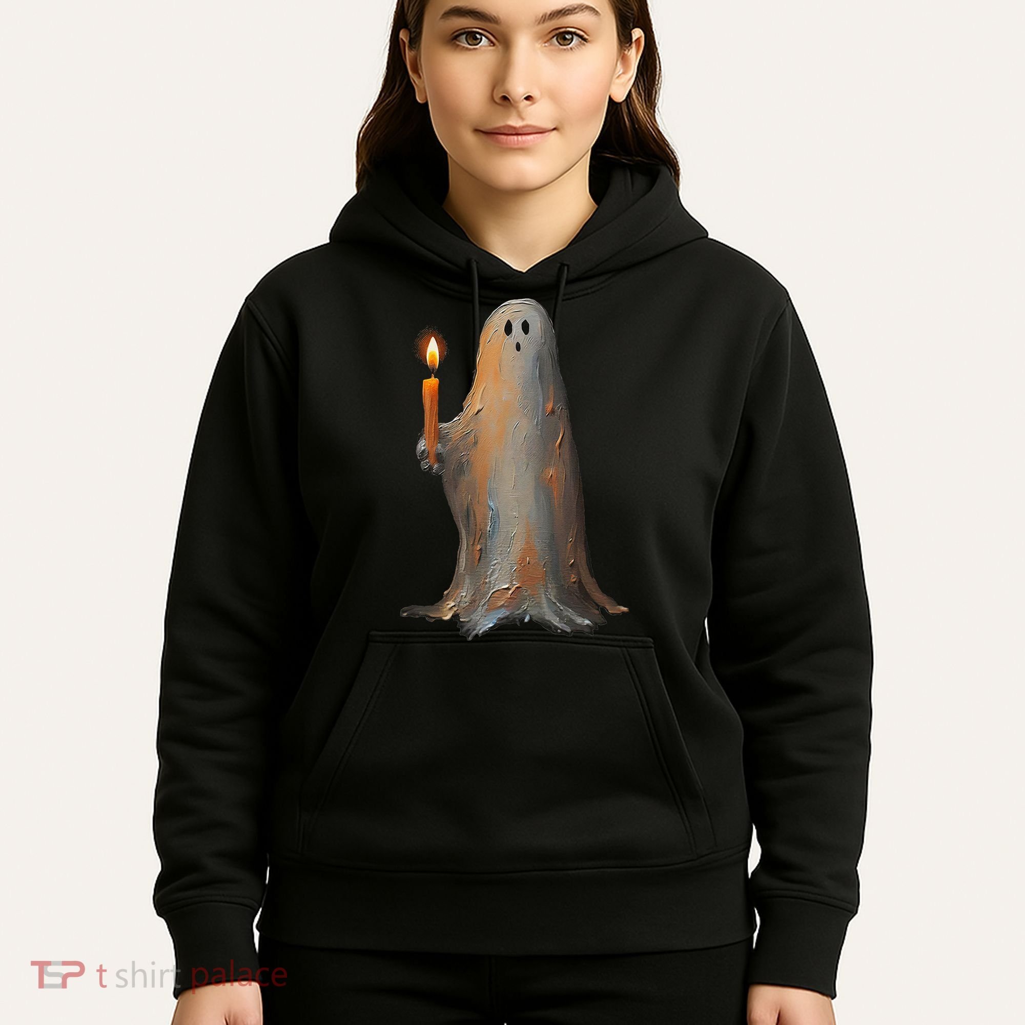 Halloween Ghost Holding Candle Spooky Hoodie