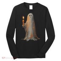 Halloween Ghost Holding Candle Spooky Long Sleeve Shirt thumb 0