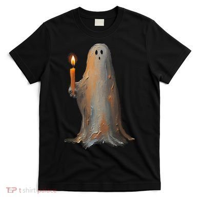 Halloween Ghost Holding Candle Spooky T-Shirt