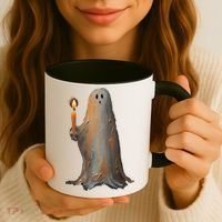 Halloween Ghost Holding Candle Spooky Coffee Mug thumb 3