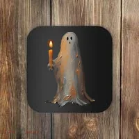 Halloween Ghost Holding Candle Spooky Coaster thumb 0