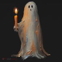 Halloween Ghost Holding Candle Spooky 16 in Basic Backpack thumb 2