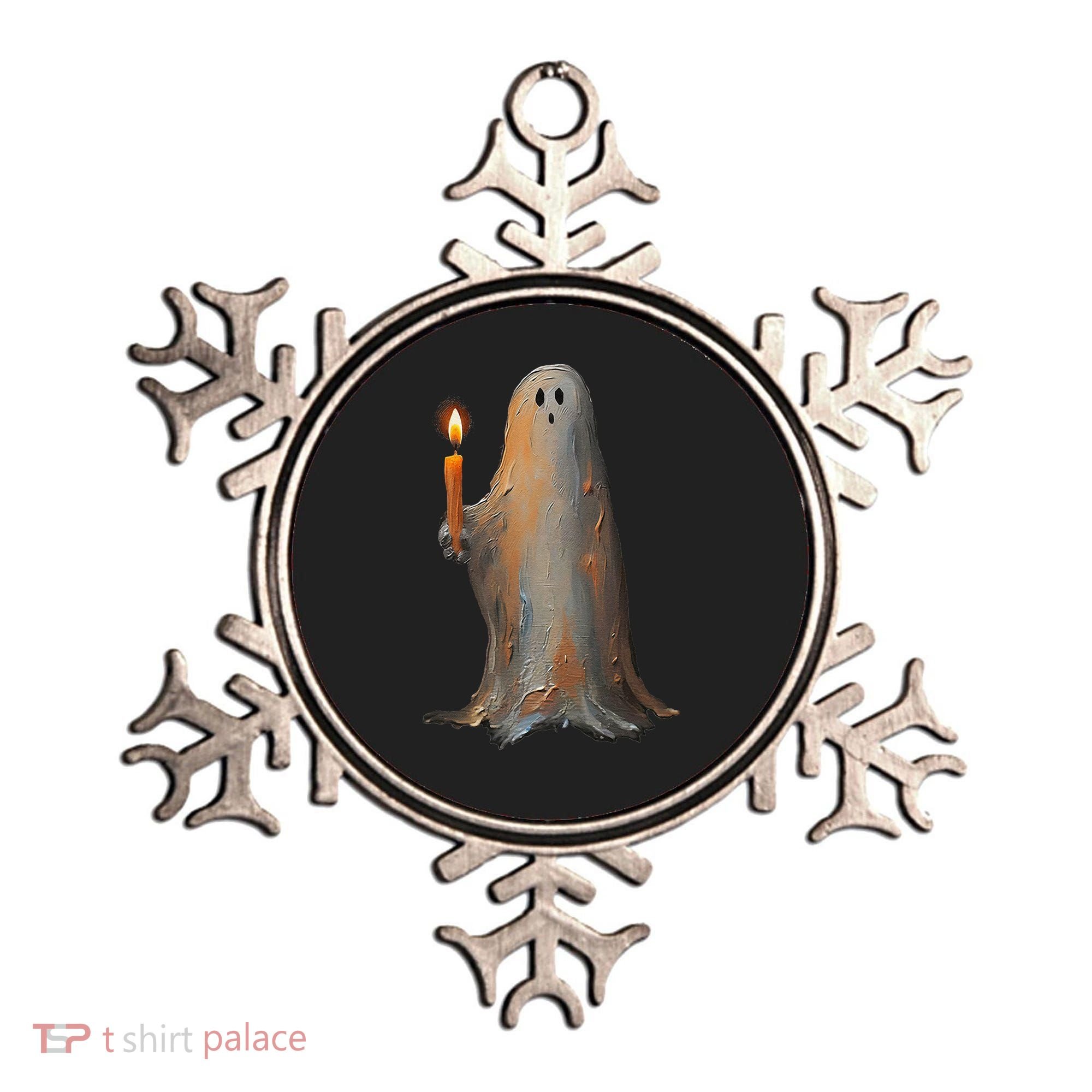 Halloween Ghost Holding Candle Spooky Ornament