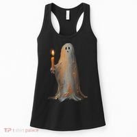 Halloween Ghost Holding Candle Spooky Women's Tank Top thumb 0
