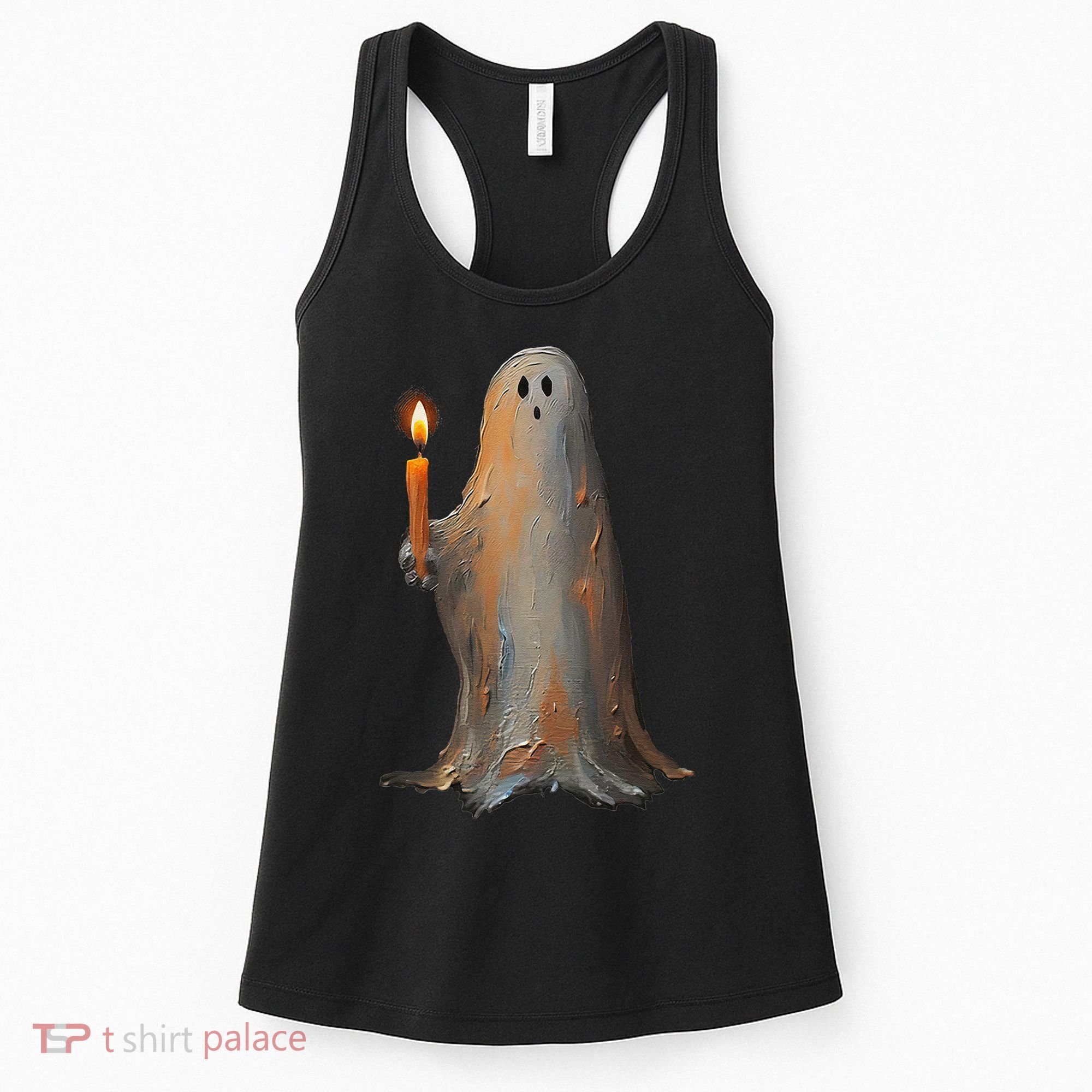 Halloween Ghost Holding Candle Spooky Women's Tank Top