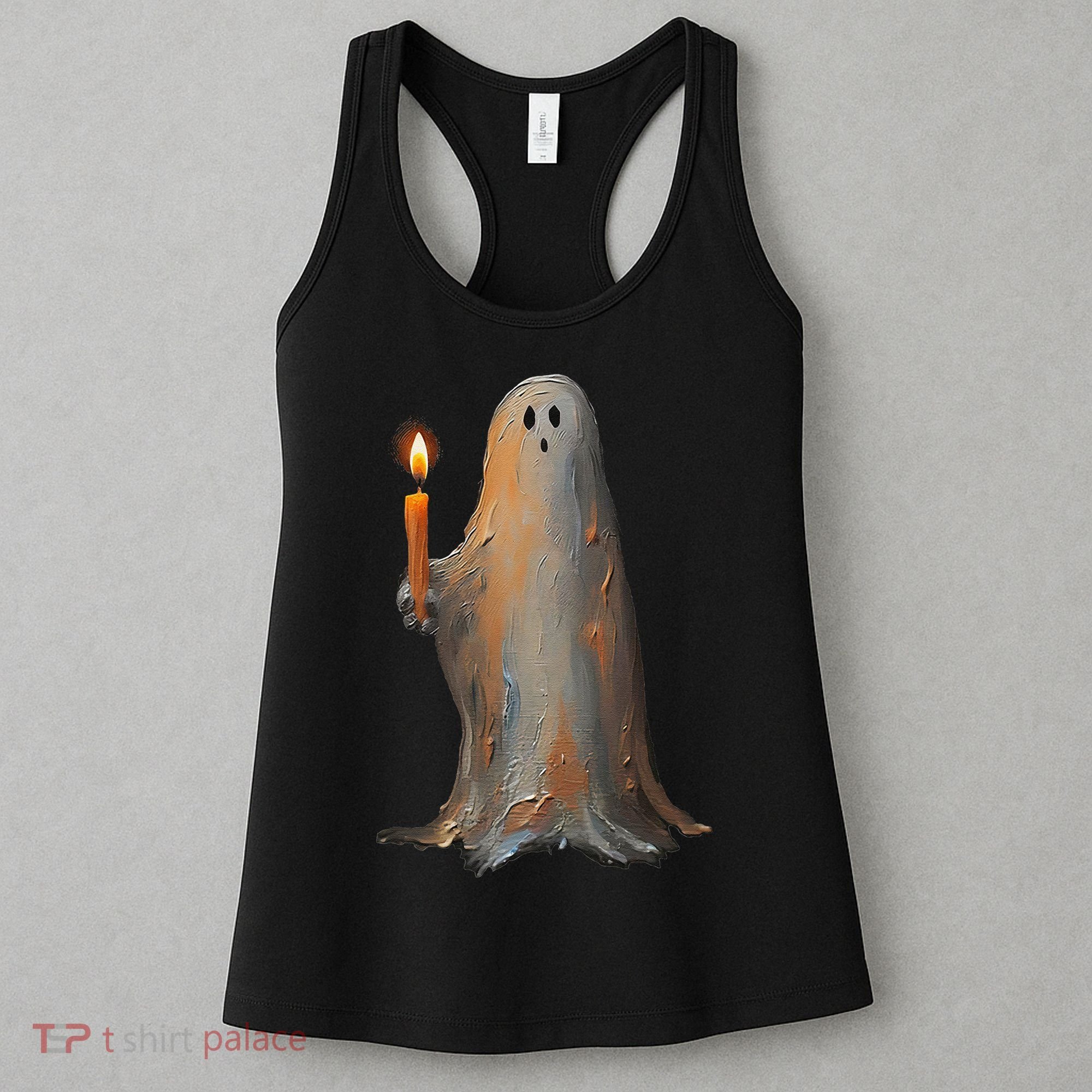 Halloween Ghost Holding Candle Spooky Women's Tank Top