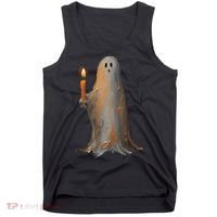 Halloween Ghost Holding Candle Spooky Tank Top thumb 0
