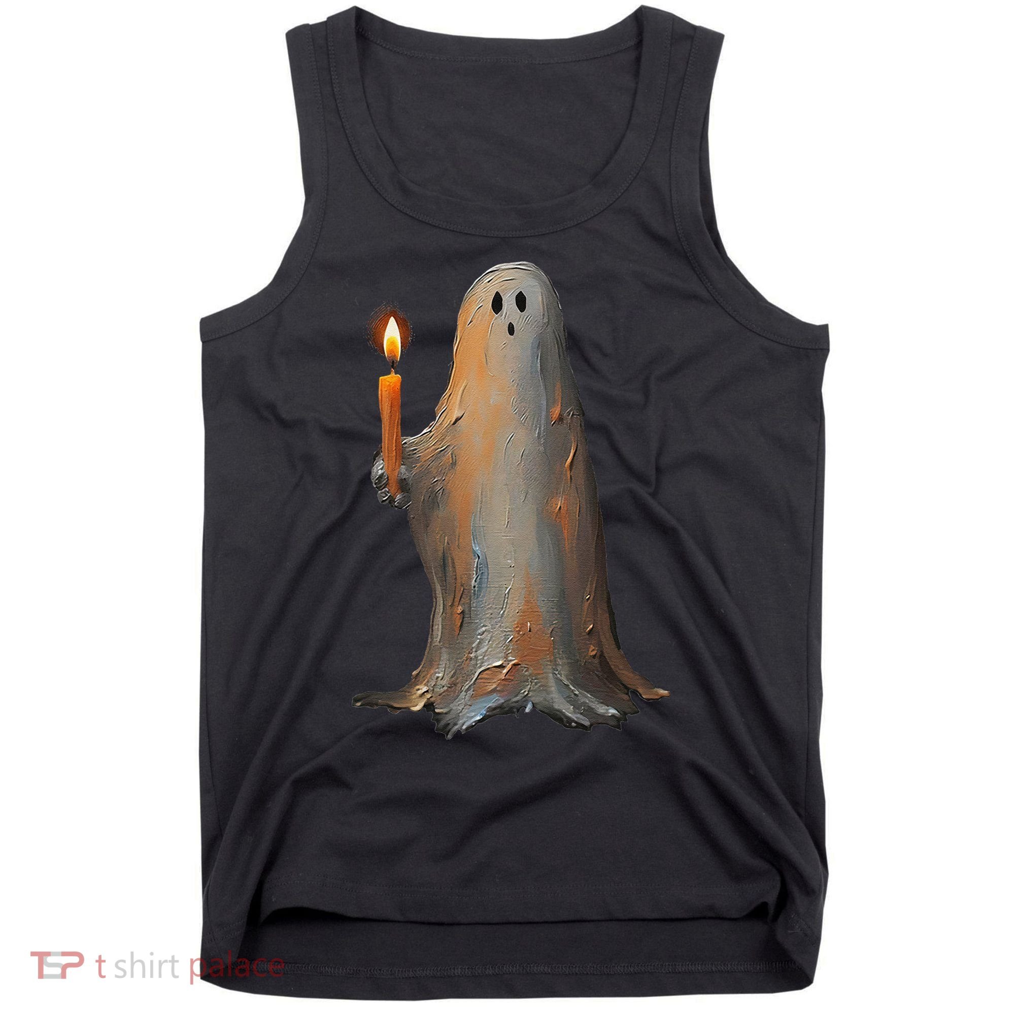 Halloween Ghost Holding Candle Spooky Tank Top