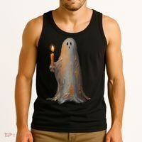 Halloween Ghost Holding Candle Spooky Tank Top thumb 3