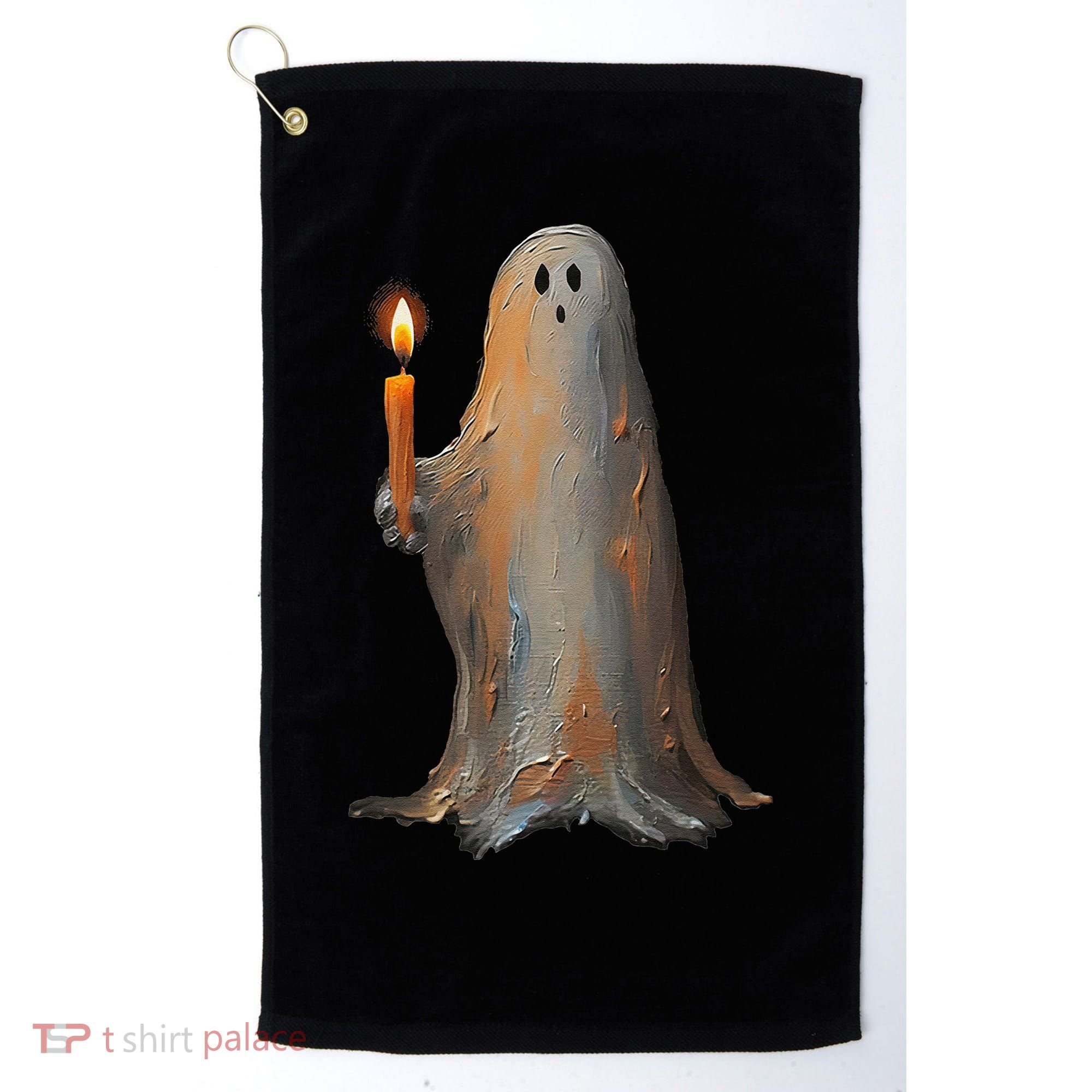 Halloween Ghost Holding Candle Spooky Golf Towel