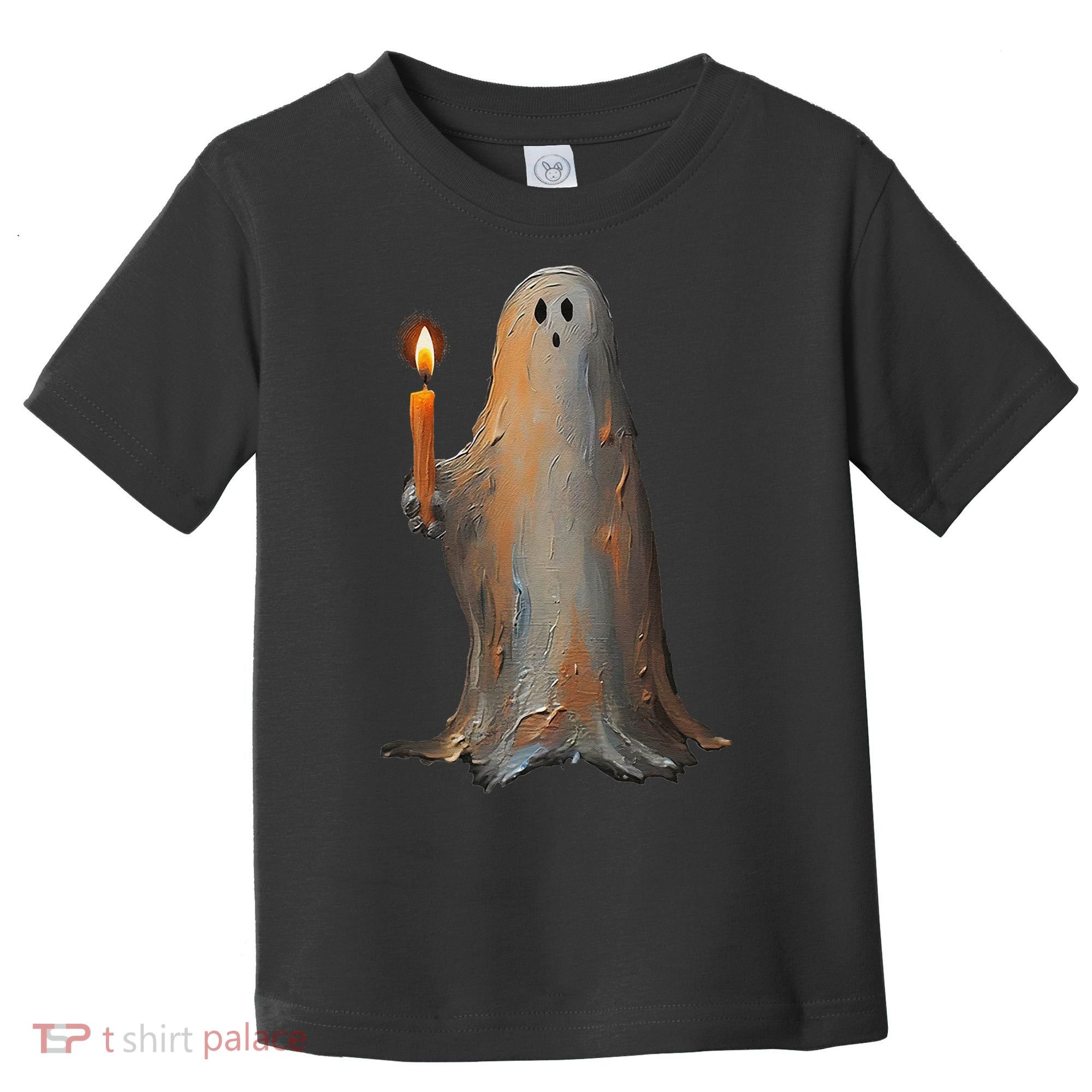 Halloween Ghost Holding Candle Spooky Toddler T-Shirt