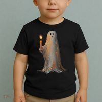 Halloween Ghost Holding Candle Spooky Toddler T-Shirt thumb 2