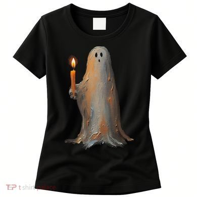 Halloween Ghost Holding Candle Spooky Women's T-Shirt