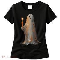 Halloween Ghost Holding Candle Spooky Women's T-Shirt thumb 0