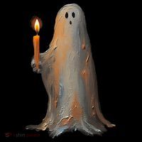 Halloween Ghost Holding Candle Spooky Kids Sweatshirt thumb 2