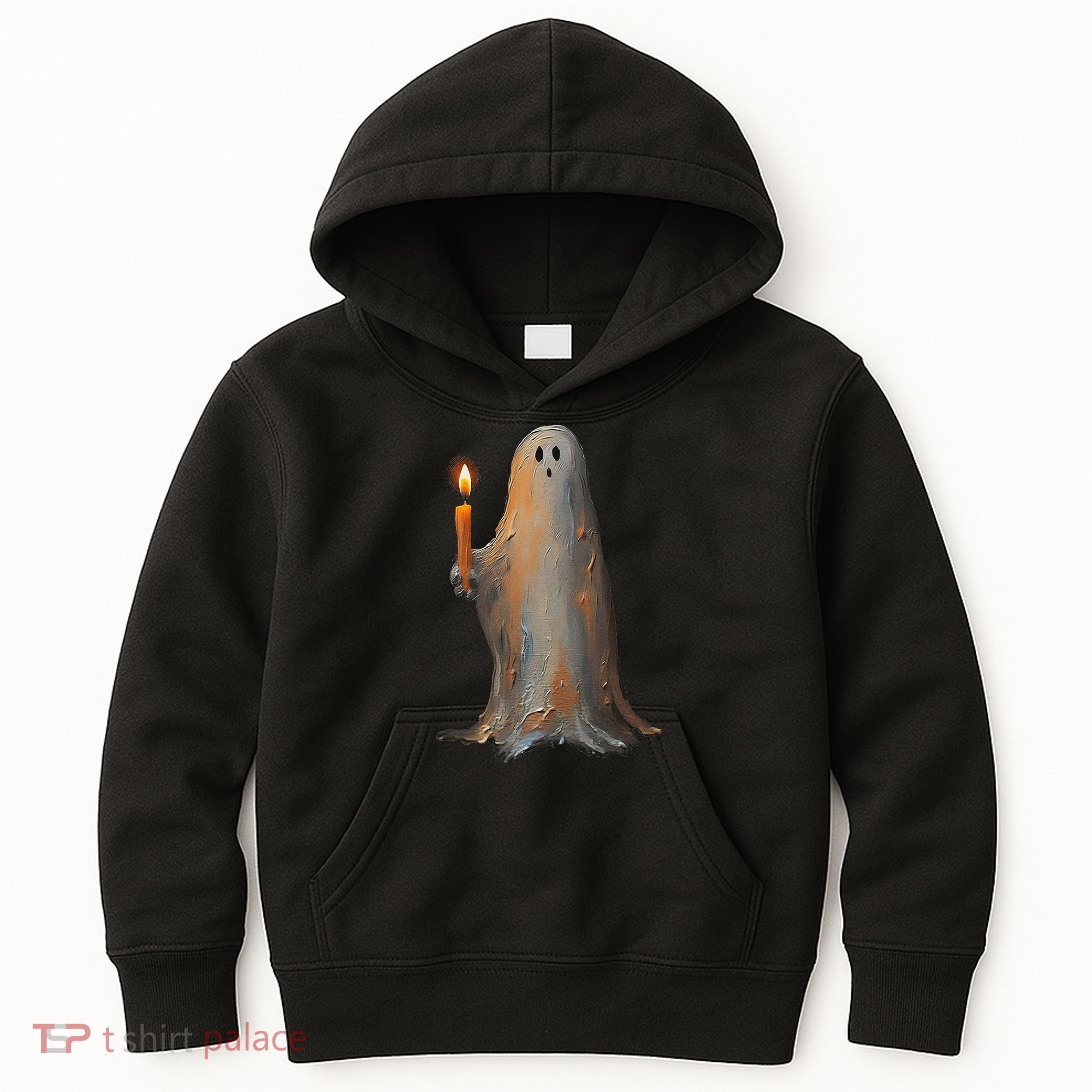 Halloween Ghost Holding Candle Spooky Kids Hoodie