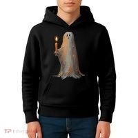 Halloween Ghost Holding Candle Spooky Kids Hoodie thumb 4