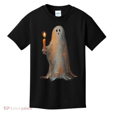 Halloween Ghost Holding Candle Spooky Kids T-Shirt