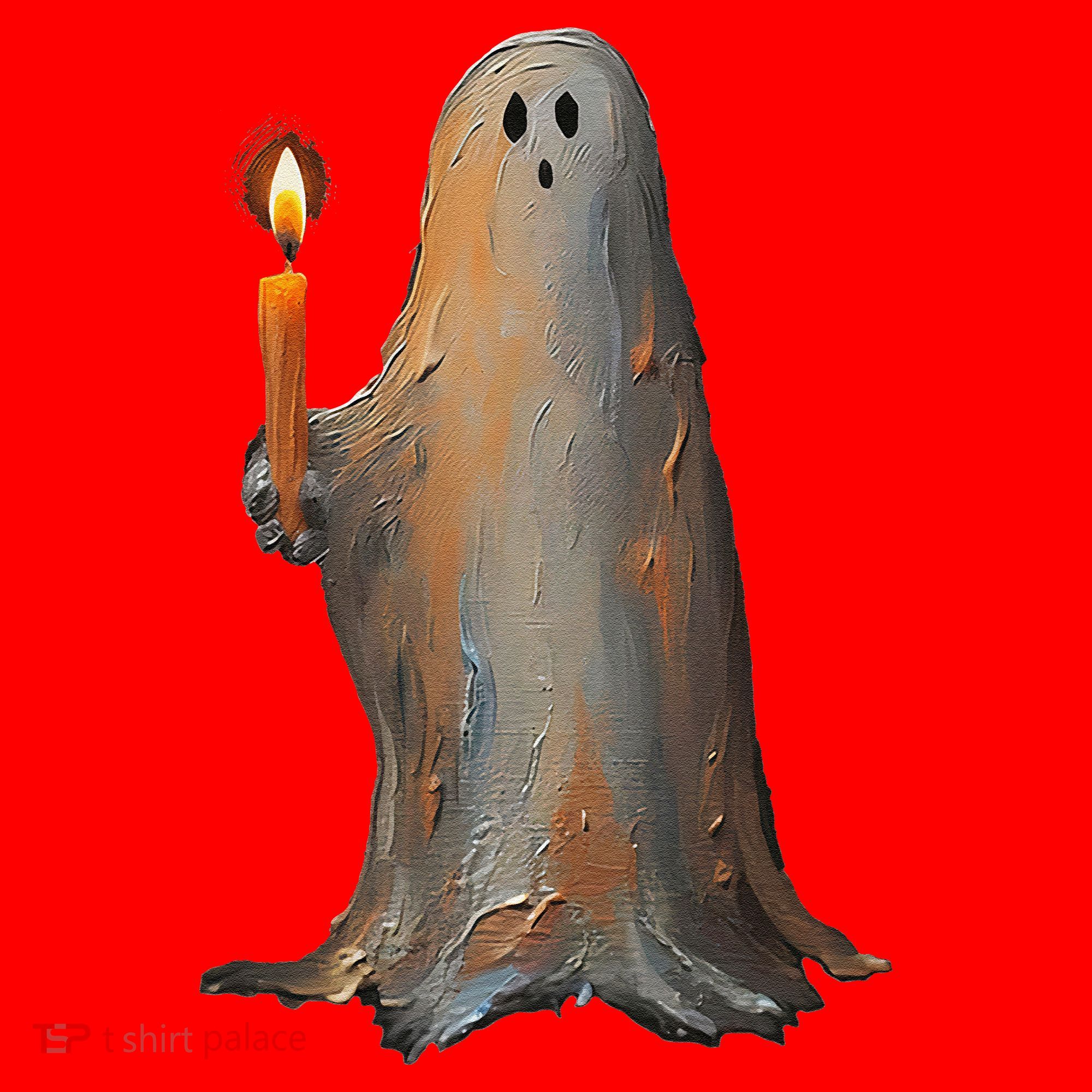 Halloween Ghost Holding Candle Spooky Santa Hat