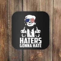 Haters Gonna Hate Donald Trump Middle Finger Funny Usa Coaster thumb 0