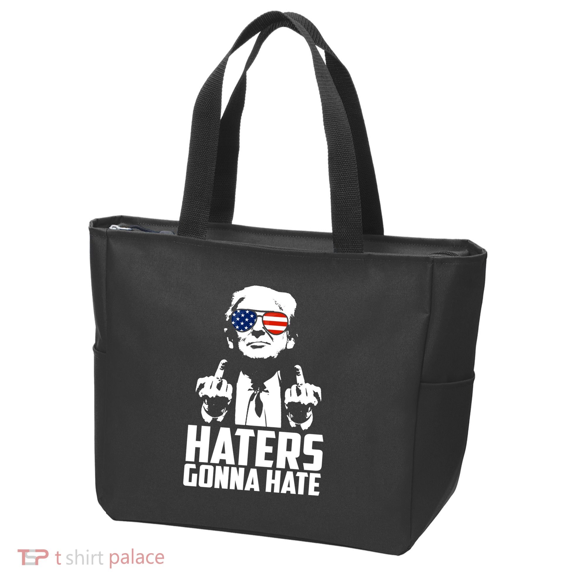 Haters Gonna Hate Donald Trump Middle Finger Funny Usa Tote Bag
