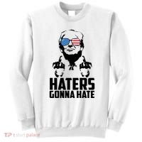 Haters Gonna Hate Donald Trump Middle Finger Funny Usa Sweatshirt thumb 0