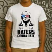 Haters Gonna Hate Donald Trump Middle Finger Funny Usa T-Shirt thumb 3