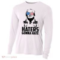 Haters Gonna Hate Donald Trump Middle Finger Funny Usa Cooling Performance Long Sleeve Crew thumb 0