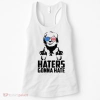 Haters Gonna Hate Donald Trump Middle Finger Funny Usa Women's Tank Top thumb 0