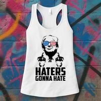 Haters Gonna Hate Donald Trump Middle Finger Funny Usa Women's Tank Top thumb 3