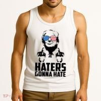 Haters Gonna Hate Donald Trump Middle Finger Funny Usa Tank Top thumb 3